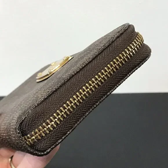 Michael Kors Jet Set Brown MK Signature Logo Large Zip Wallet Clutch - Picture 9 of 16